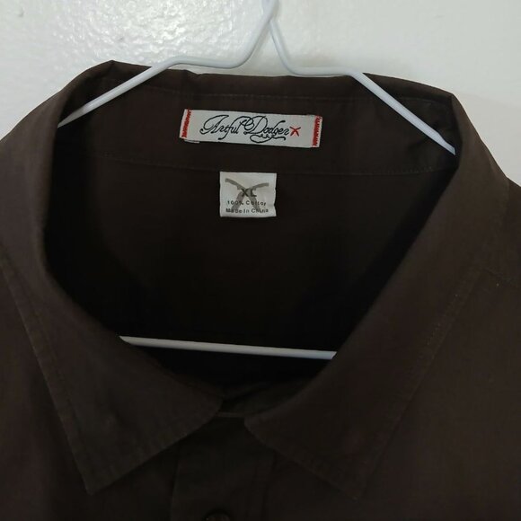 Vintage Artful Dodger Brown Military Style Shirt, 100% Cotton, Size XL - Picture 3 of 15